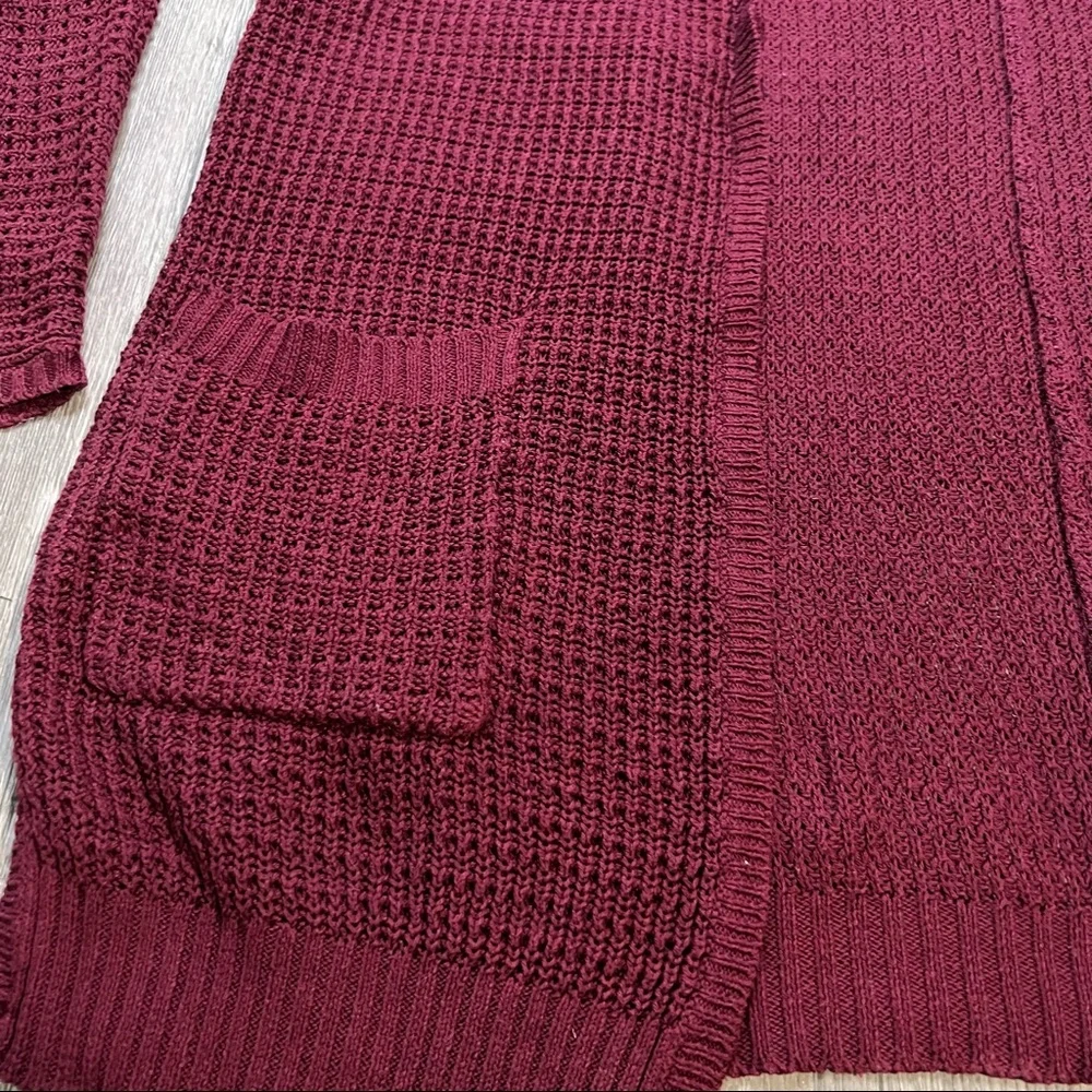 Aeropostale Oversized Open Front Burgundy Waffle Knit Cardigan Sweater | Size: M - Picture 8 of 12